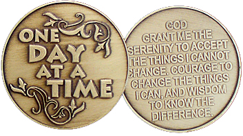 one day at a time - serenity prayer coin pair